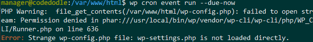wp cli wp-config.php error