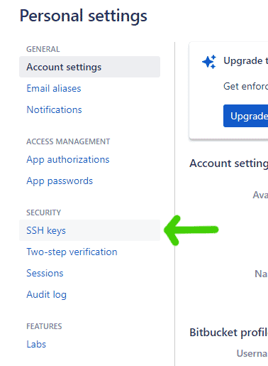 ssh bitbucket account access step 2