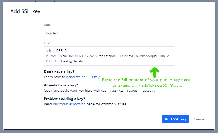 bitbucket add ssh key