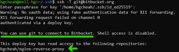 testing bitbucket ssh connection