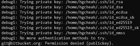 troubleshoot bitbucket ssh authentication