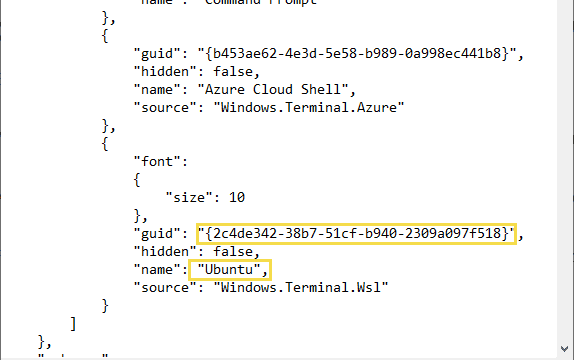windows terminal ubuntu guid example