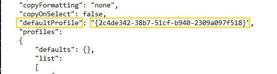 windows terminal default profile guid